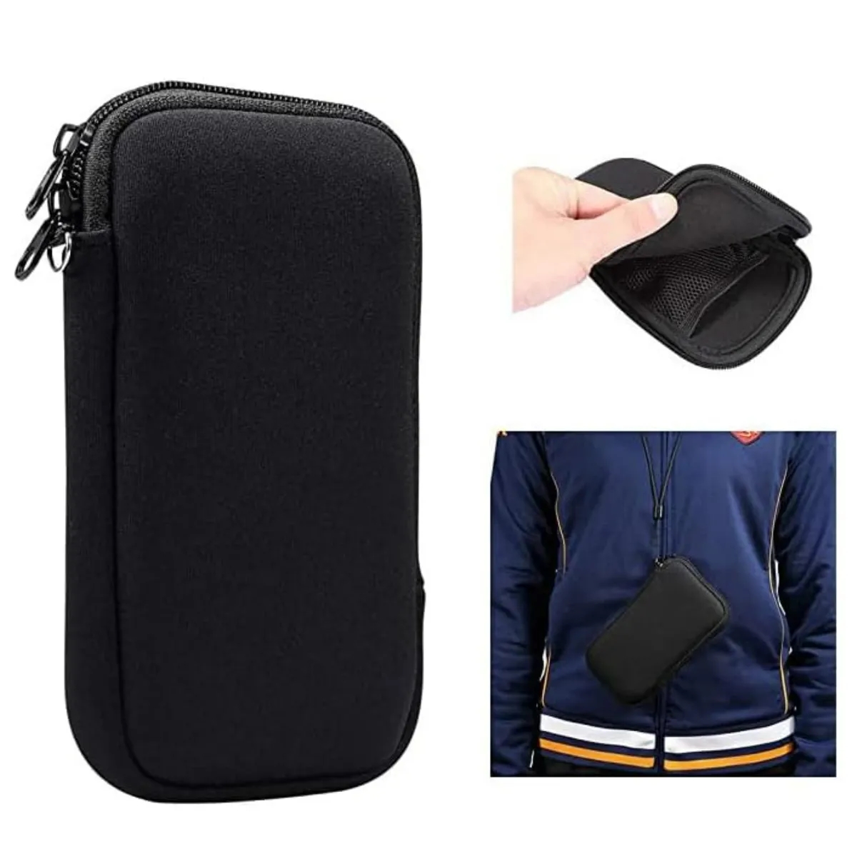 Neoprene Zipper Phone Pouch with Lanyard Strap 5