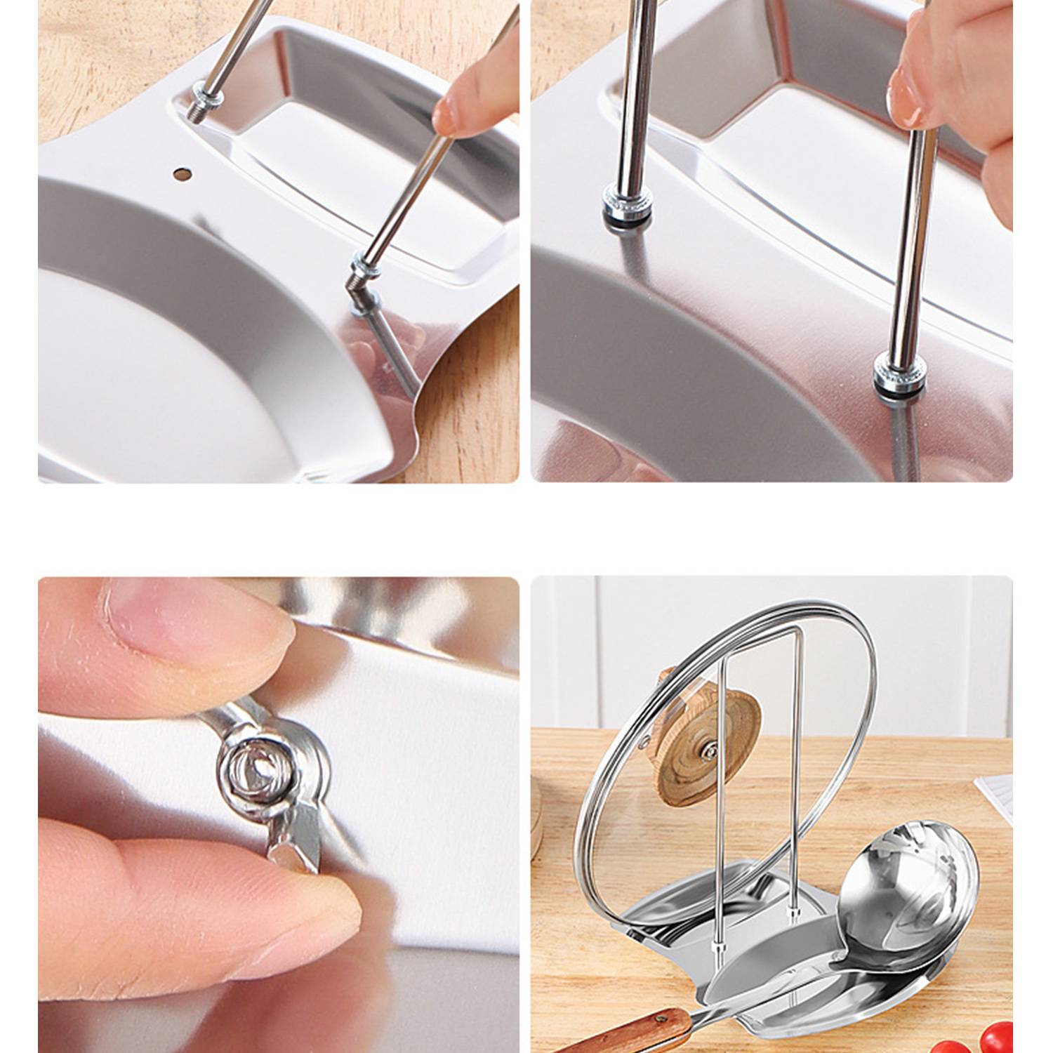 Stainless Steel Kitchen Lid and Spoon Rest Organizer 4