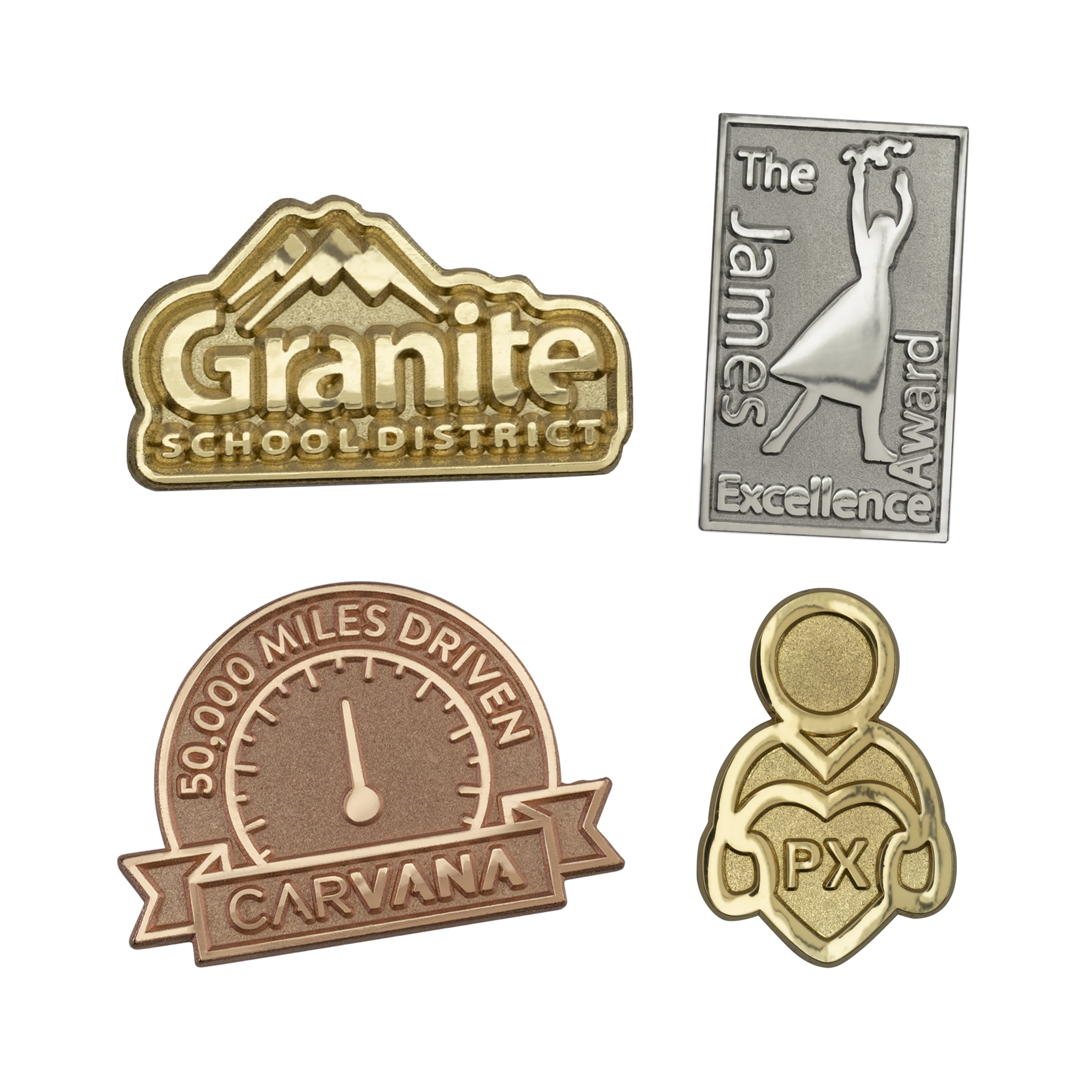 Custom Die Struck Sandblast & Polished Lapel Pins (1")