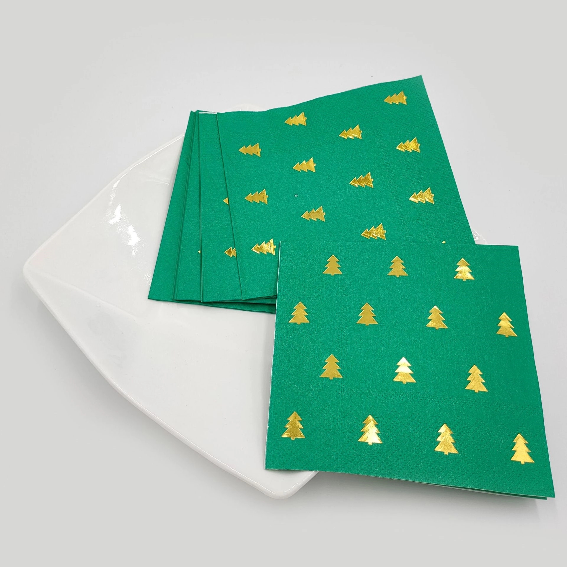Custom Gold Foil Christmas Tree Paper Dinner Napkins 5