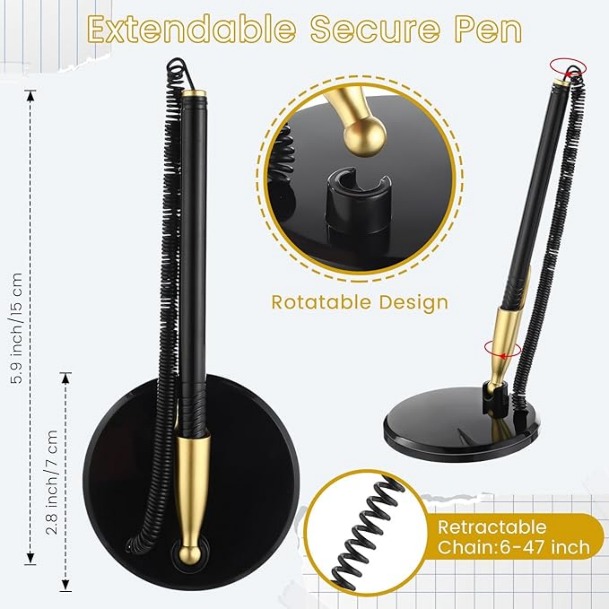 Secure Pen With Plastic Secure Cord And Pen Holder 5