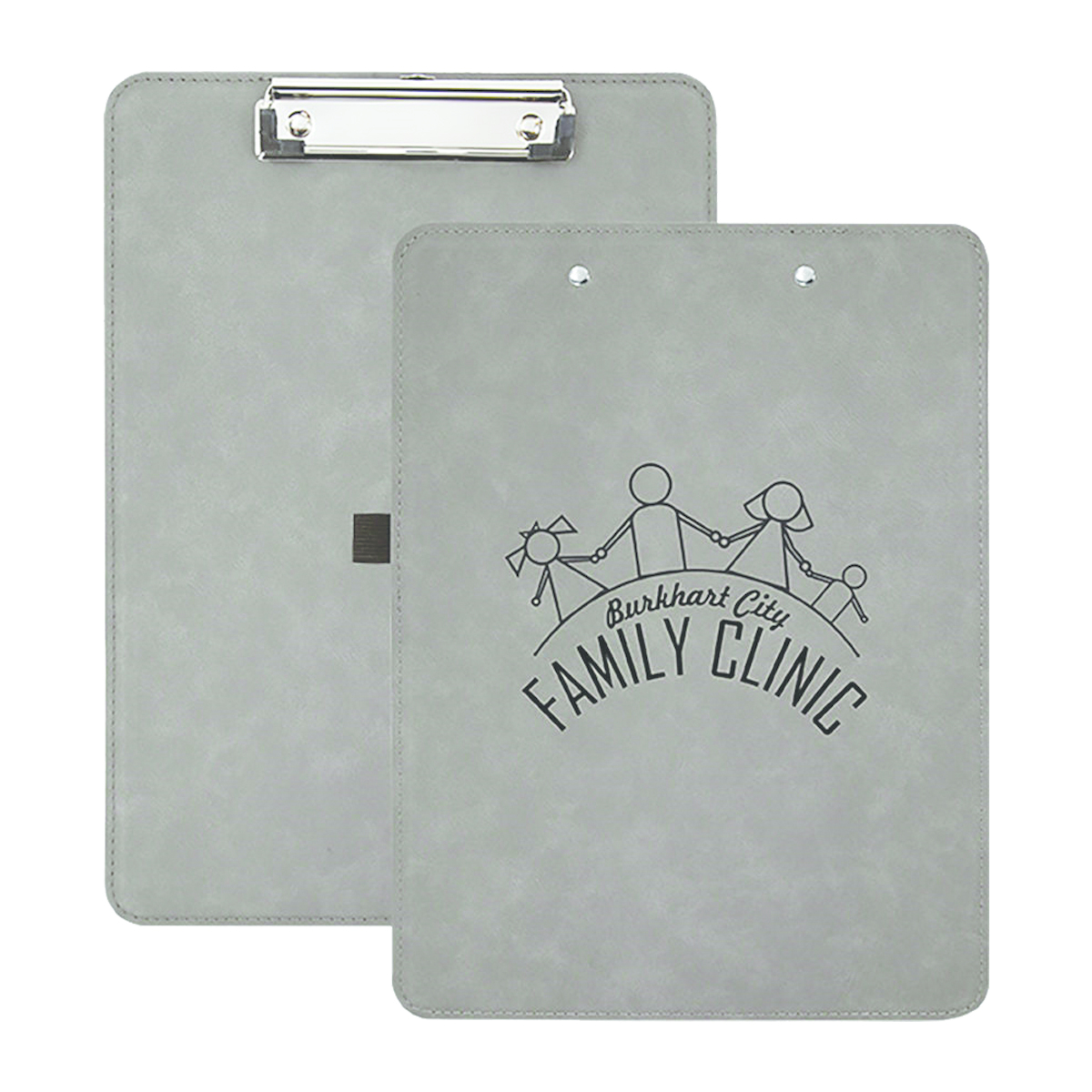 9" x 12 1/2" Gray/Black Leatherette Clipboard 3