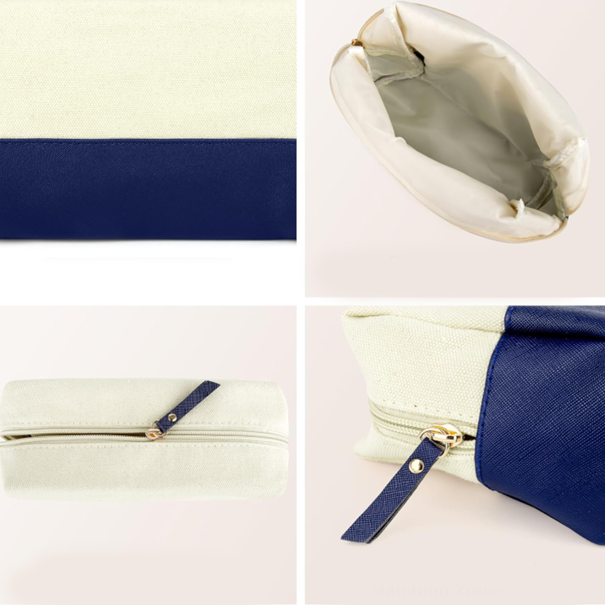 7L Canvas & PU Leather Zippered Cosmetic Makeup Bag 3