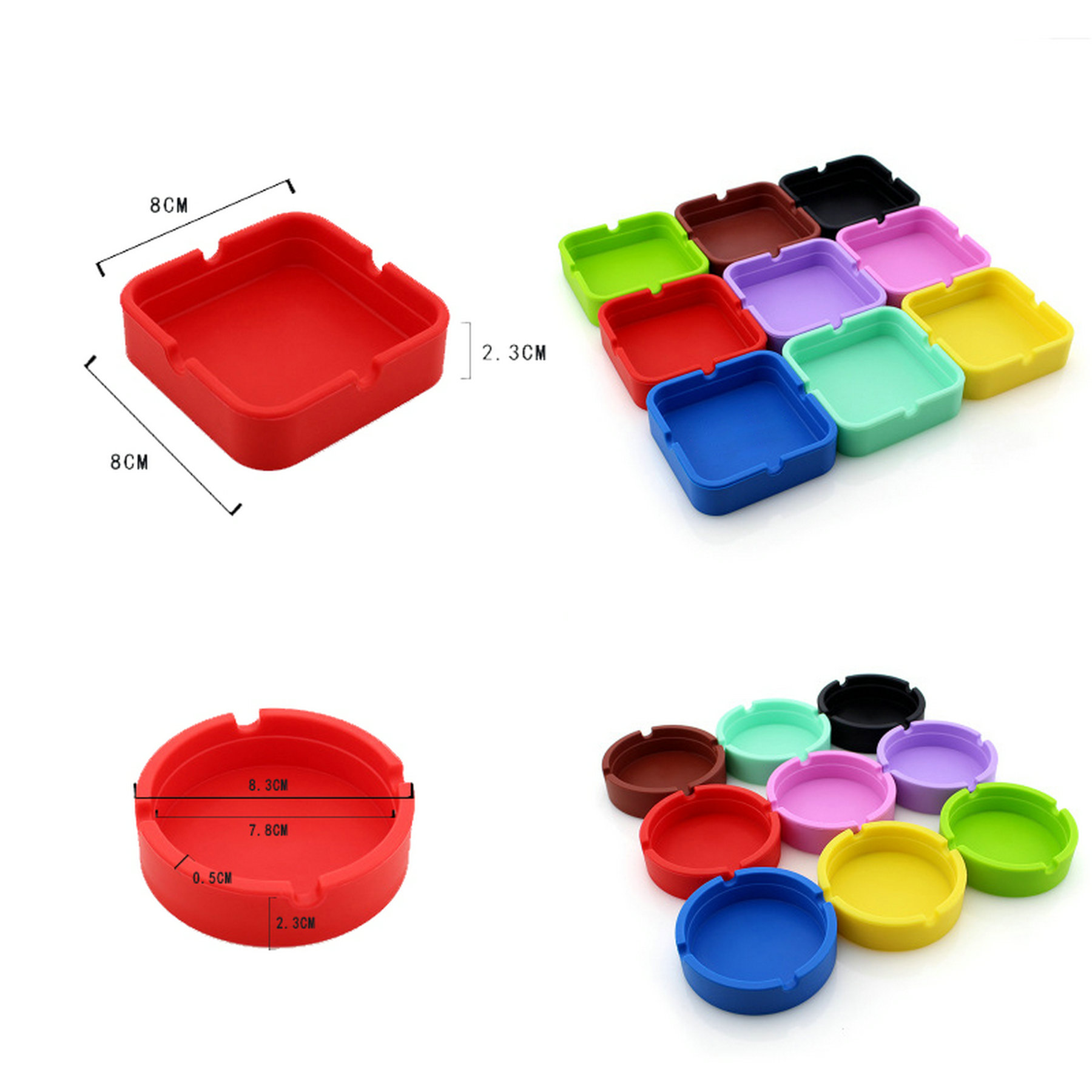 Multi-color Round Silicone Ashtray 1