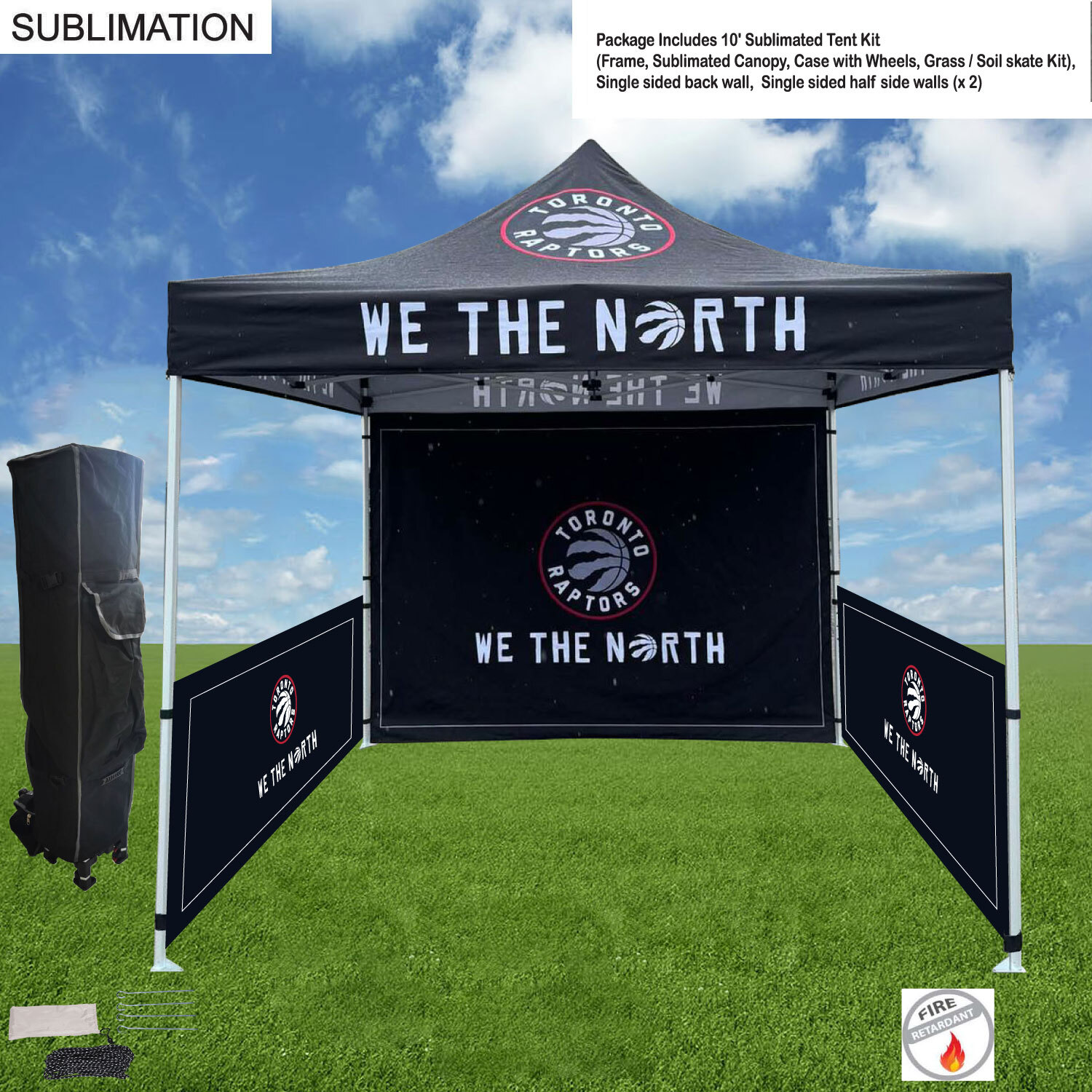 Full Tent Package, 10' Sublimated Tent kit, Single sided backwall and 2 Single sided half sidewalls