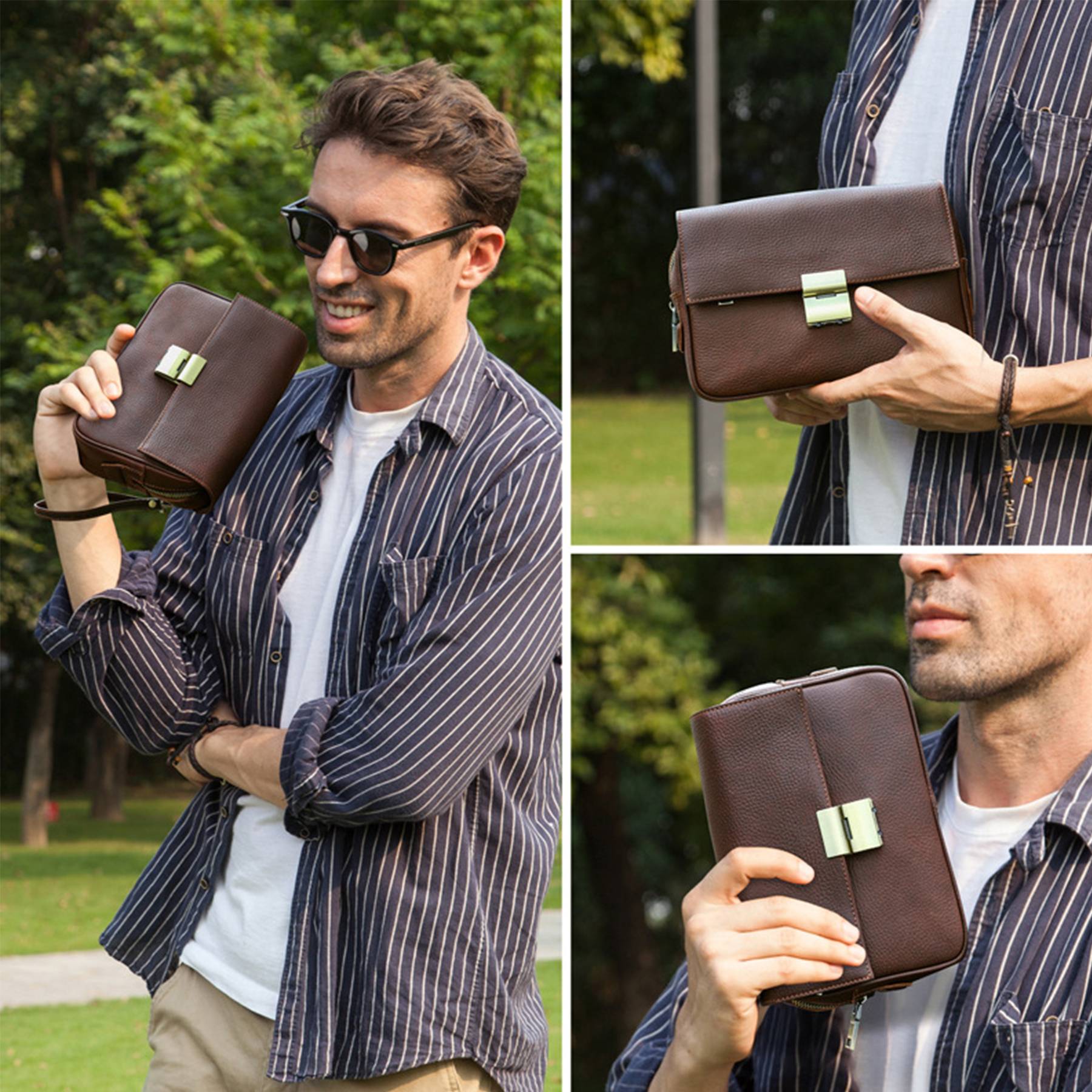 Genuine Leather High end anti-theft Combination lock bag 3