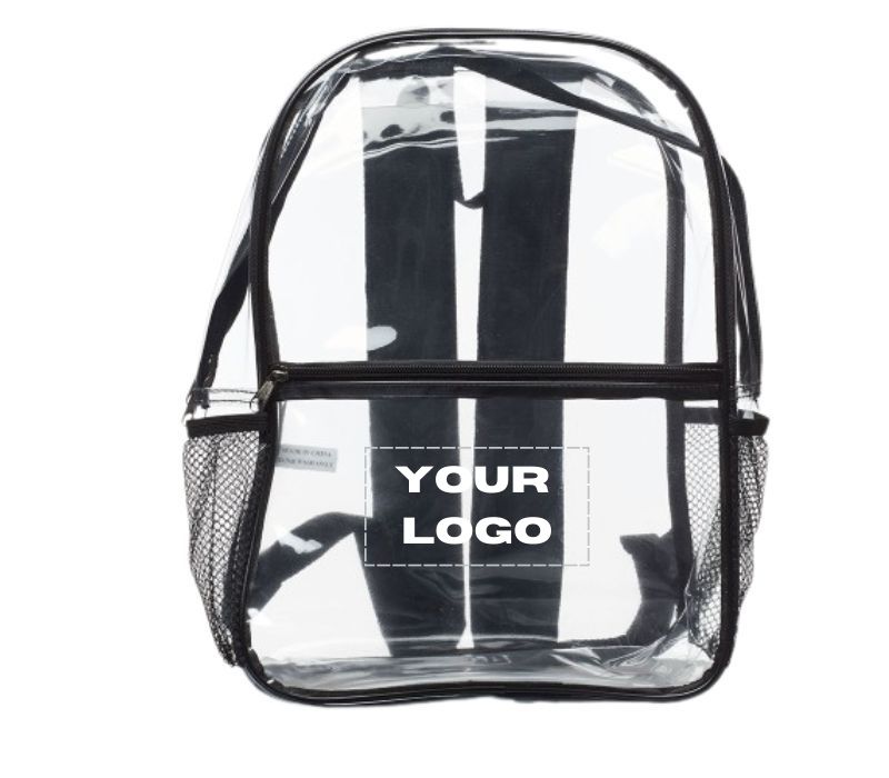 Clear PVC Backpack with Side Mesh Pocket 2