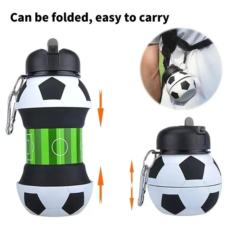 Clip-On Collapsible Silicone Sport ball Water Bottle 1