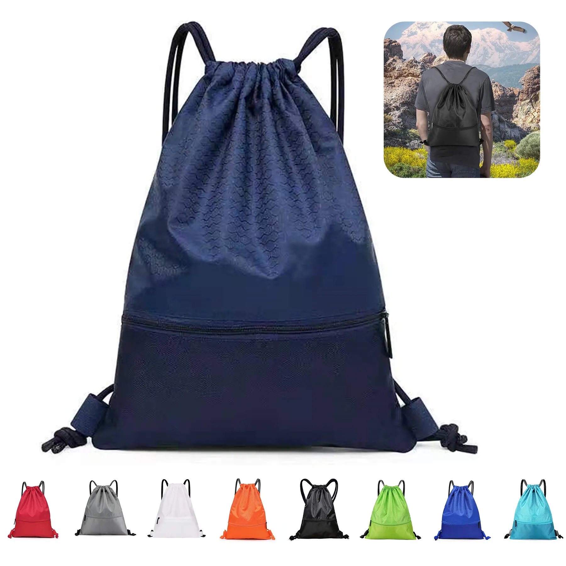 Drawstring Backpacks with Front Pocket 3