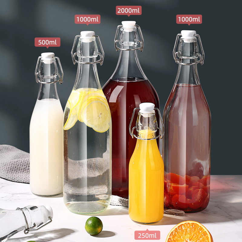 17oz Glass Bottles With White Clip Top Lids 3
