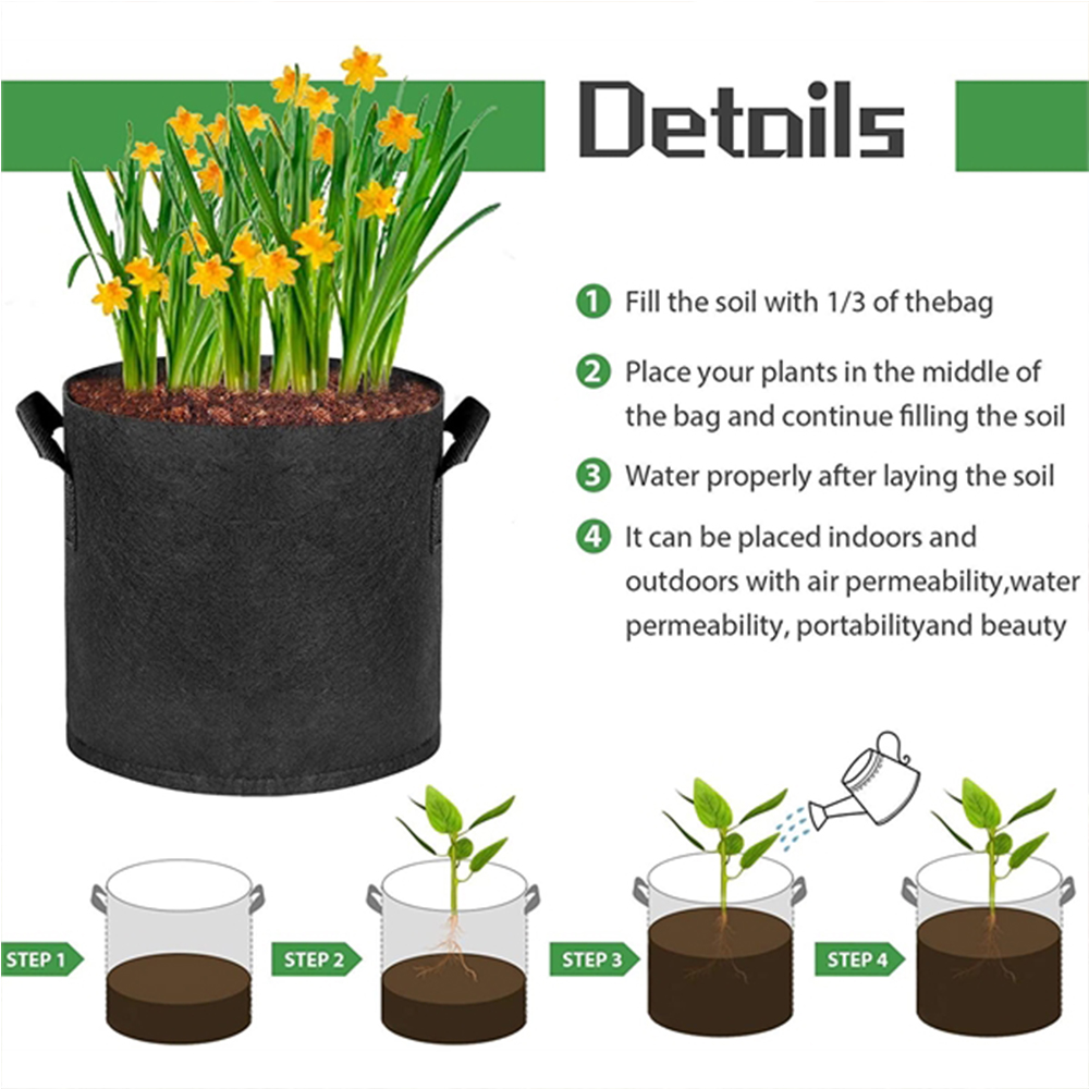 7 Gallons Non-woven Potato Vegetable Grow Bag With Handle 3