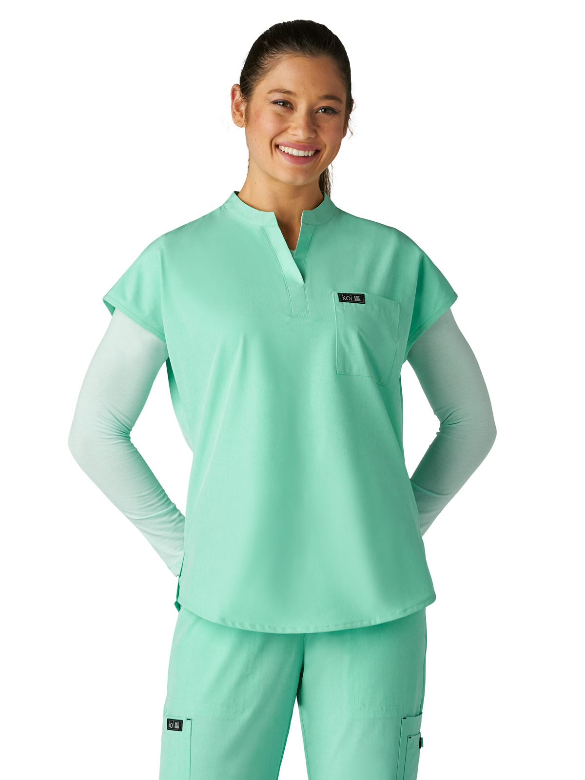 koi - Basics - Women's One-Pocket Stretch Tuck-In Ari Top 9