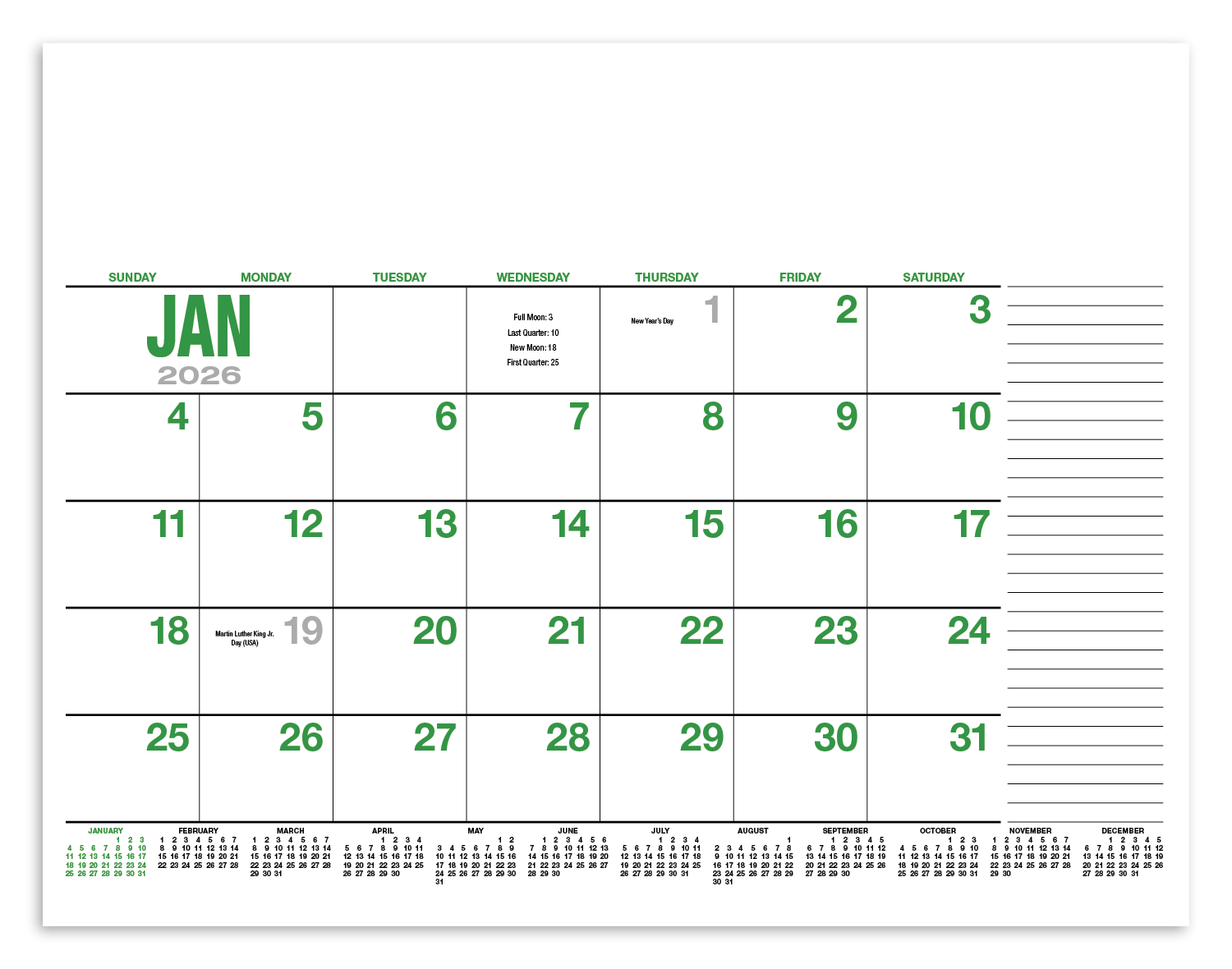 HotLine® Products 13-Month Desk Pad Calendar 59
