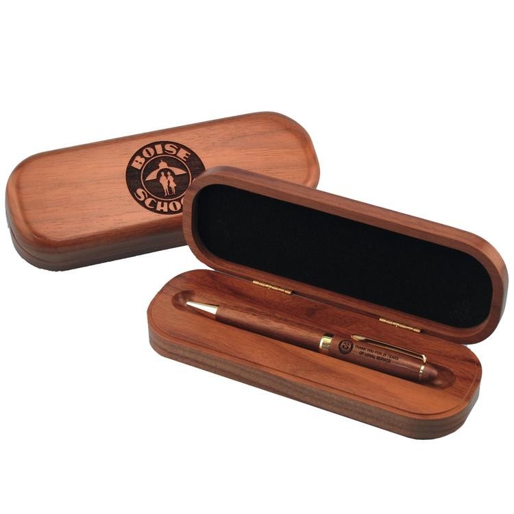 Deluxe Wood Single Pen Box with Pen, 7 x 2 1/2 x 1 1/4" 4