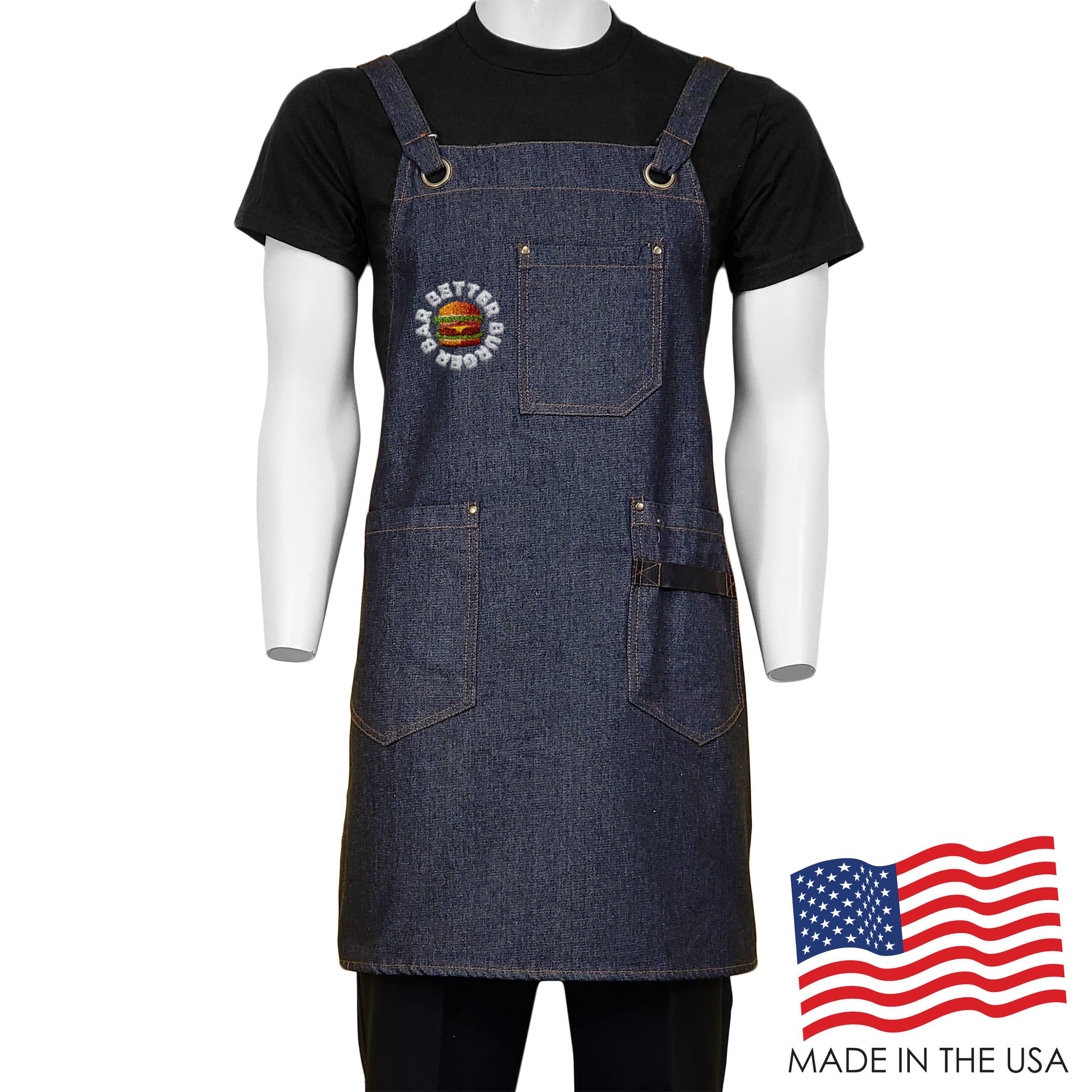26 in. x 31 in. Denim Cross Back Apron with Pockets (Embroidered Logo) 5