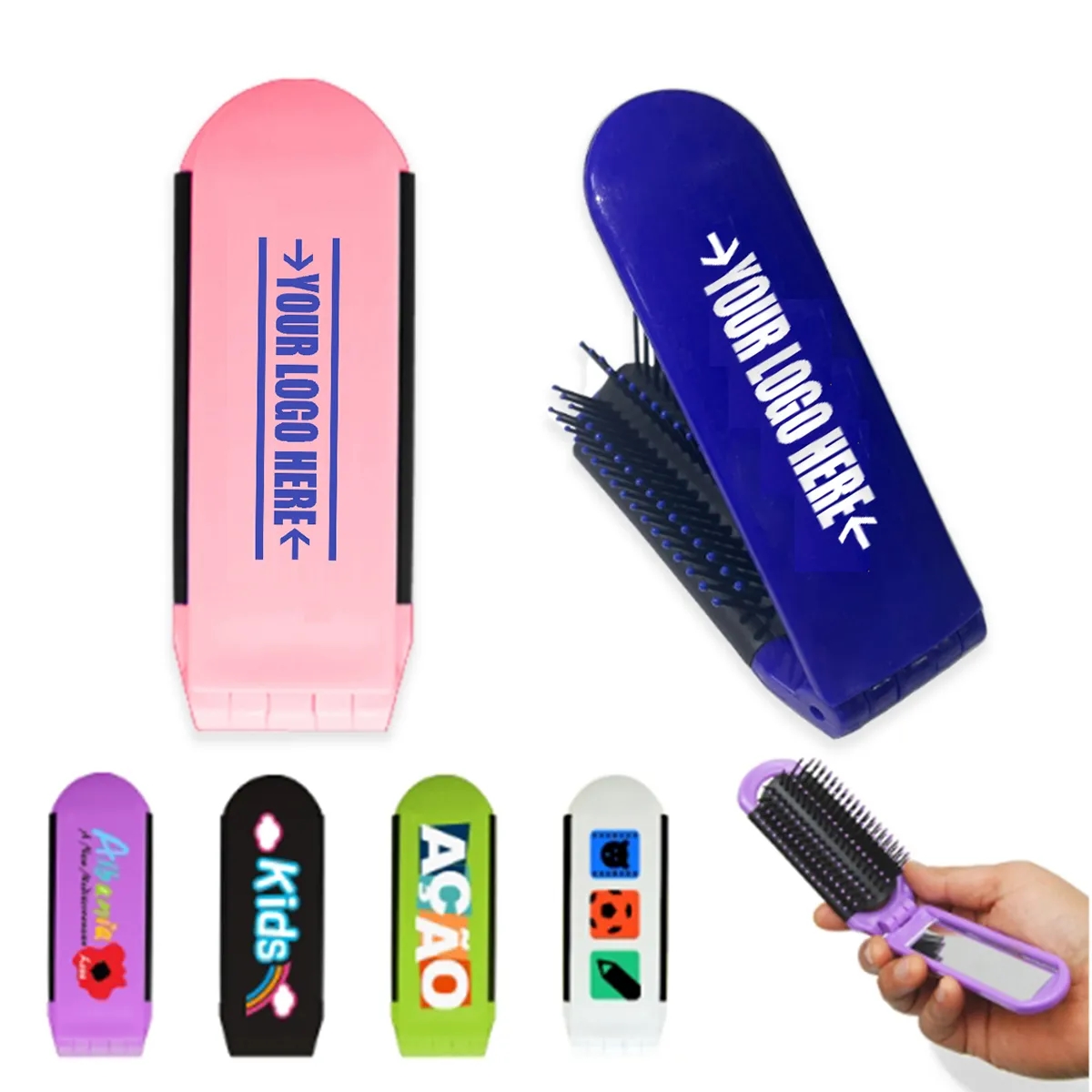 Colorful Portable Folding with Mirror Hair Comb 2