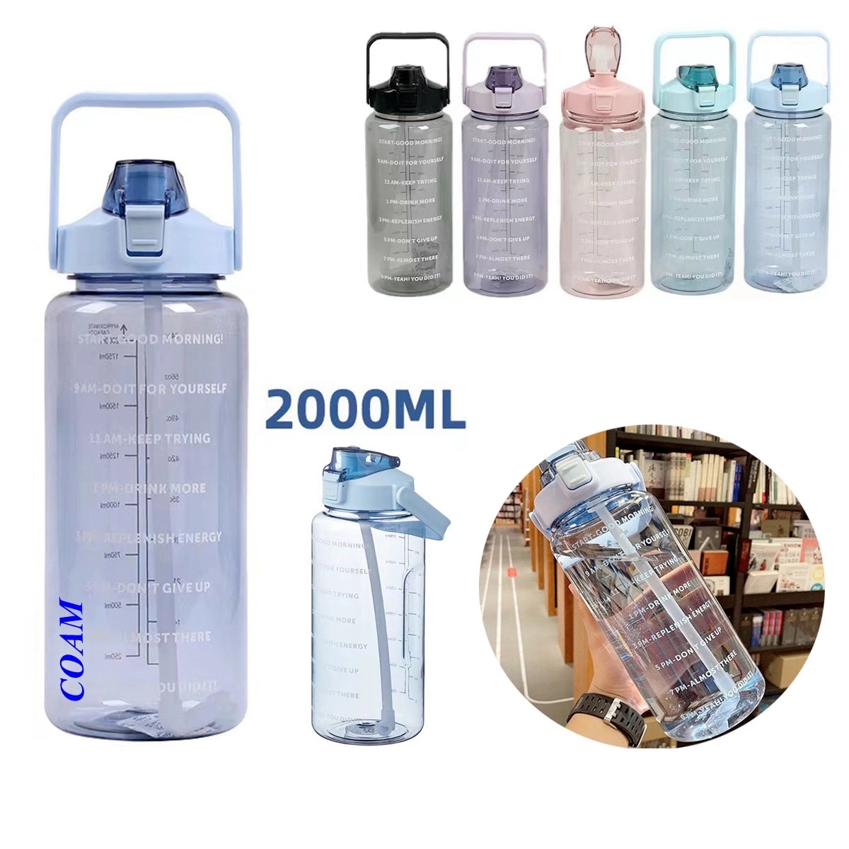 2L Sports Water Bottle With Time Marker 2