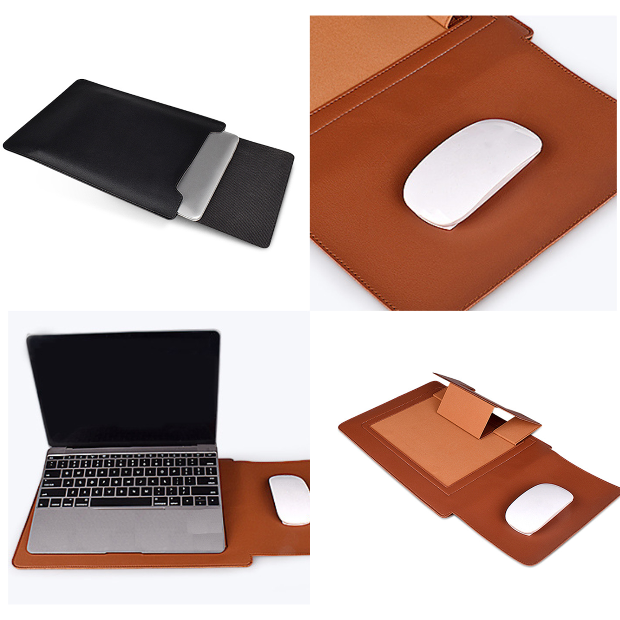 PU Leather Laptop Sleeve Case With Stand Function 3