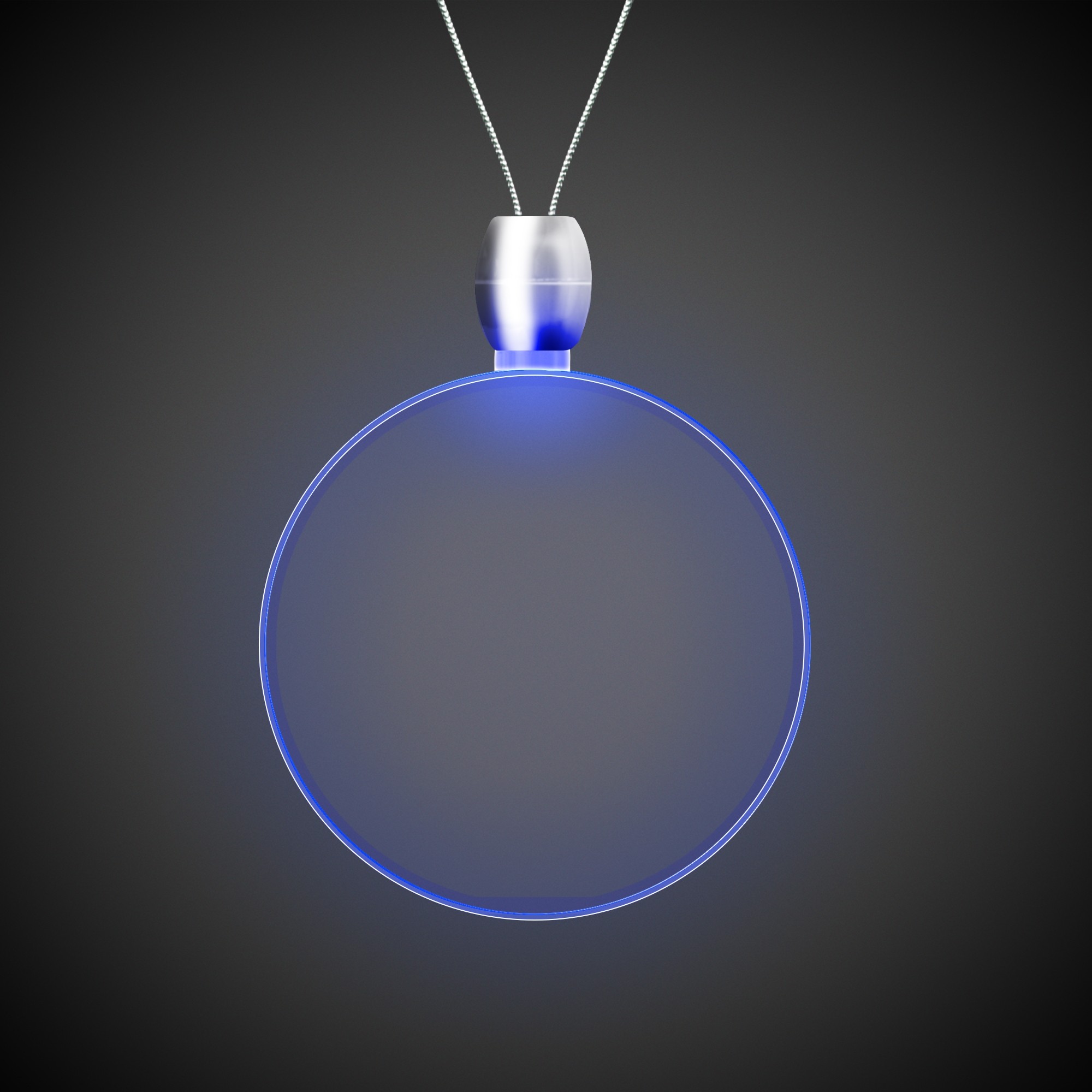 Round Blue Light-Up Acrylic Pendant Necklace