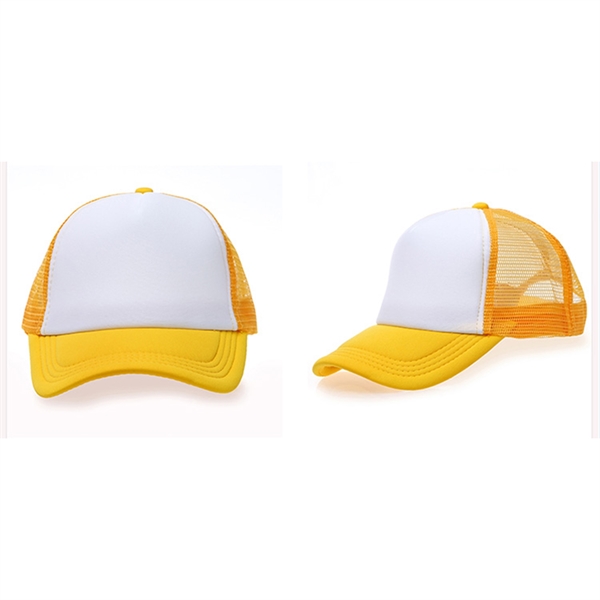 Stock 2-Tone Polyester 5 Panel Mesh Back Cap, Double Row 17