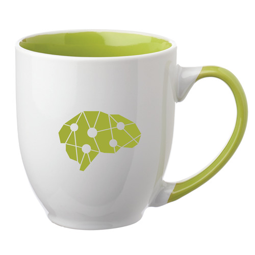 Two-Tone Bistro Style Ceramic Mug with Contrasting Handle, 12