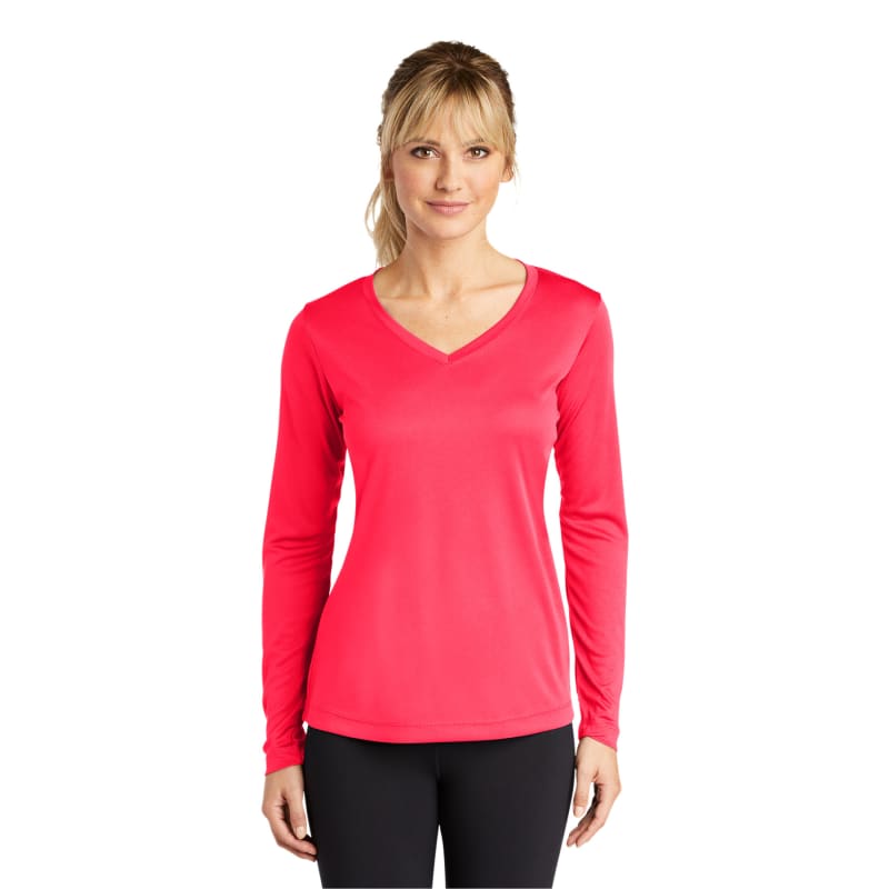 Sport-Tek Women's Long Sleeve PosiCharge Competitor V-Neck Tee. 68