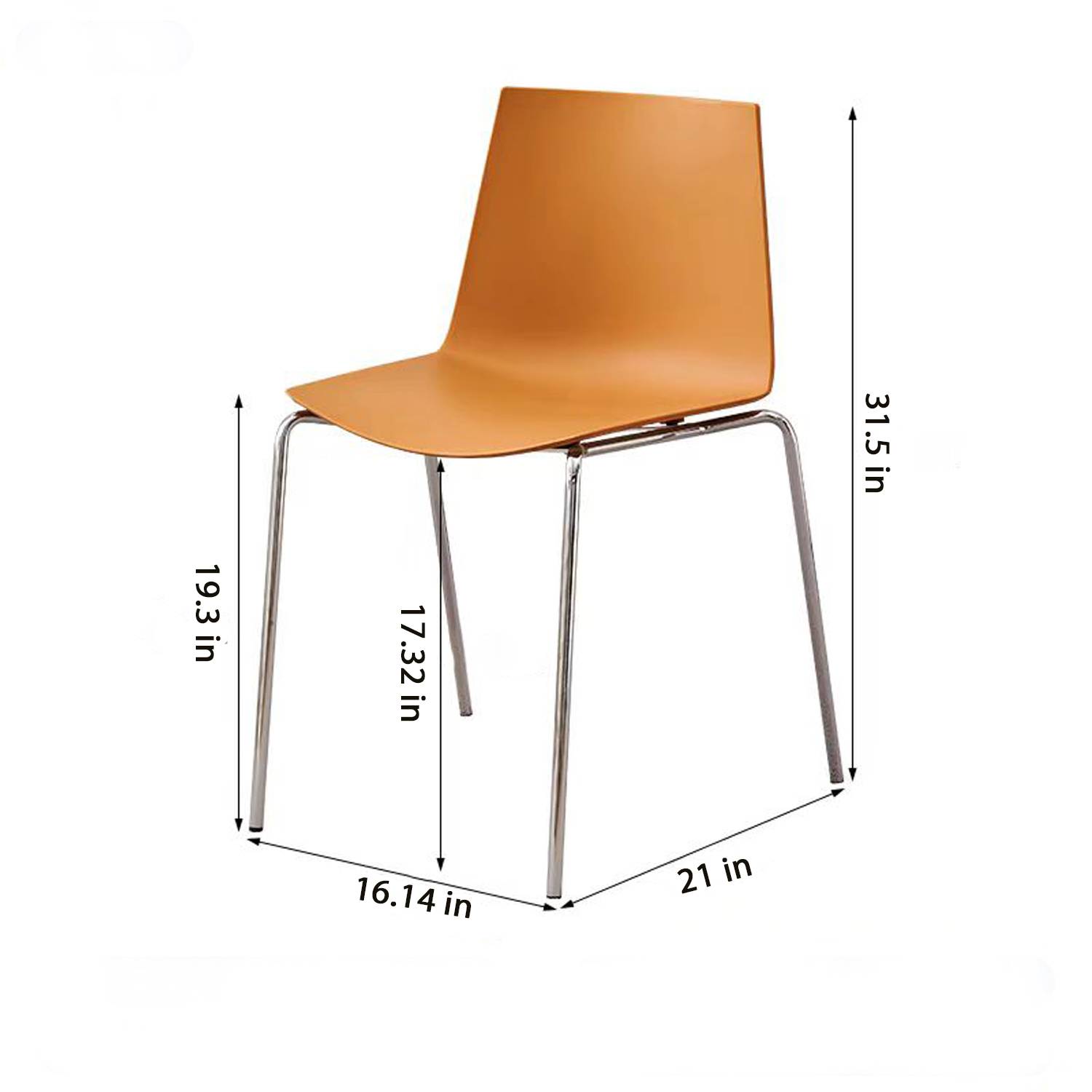 Stackable PP Plastic Chair with Chrome Metal Legs 5