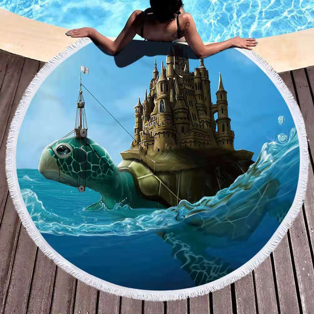 60" D Round Beach Towel Blanket 2