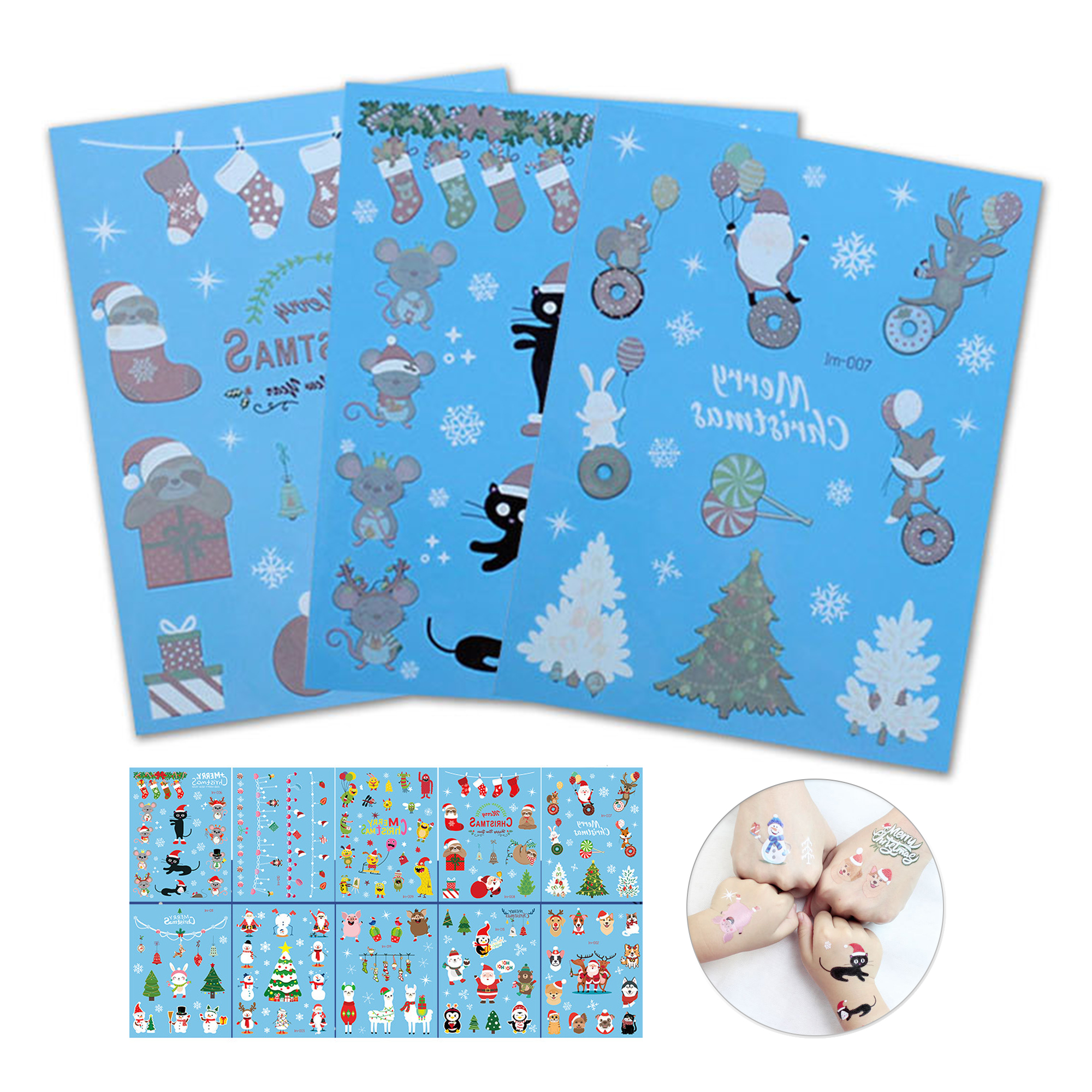 Christmas Cartoon Tattoo Sticker Sheet 2