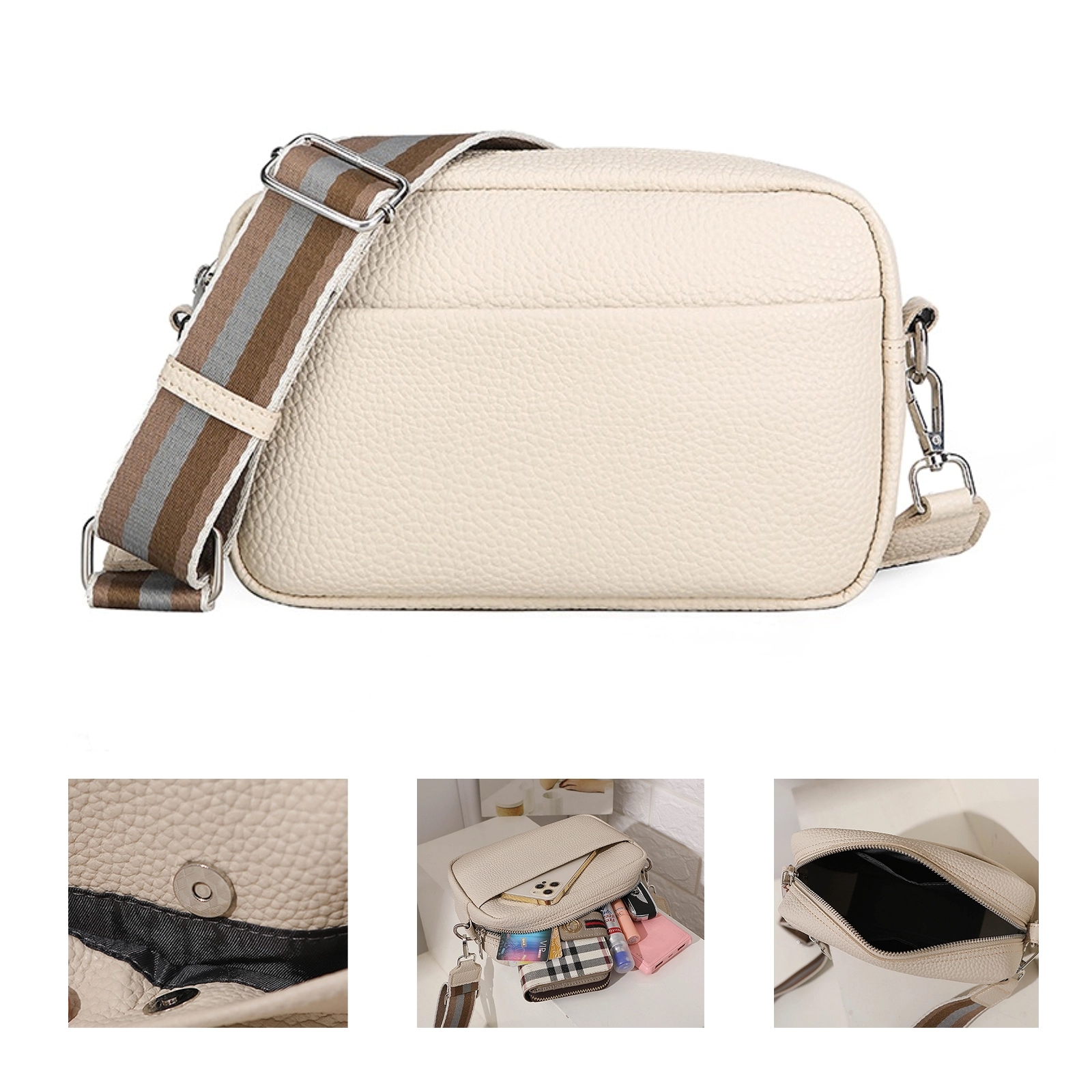 Solid Color Pu Crossbody Bag 3