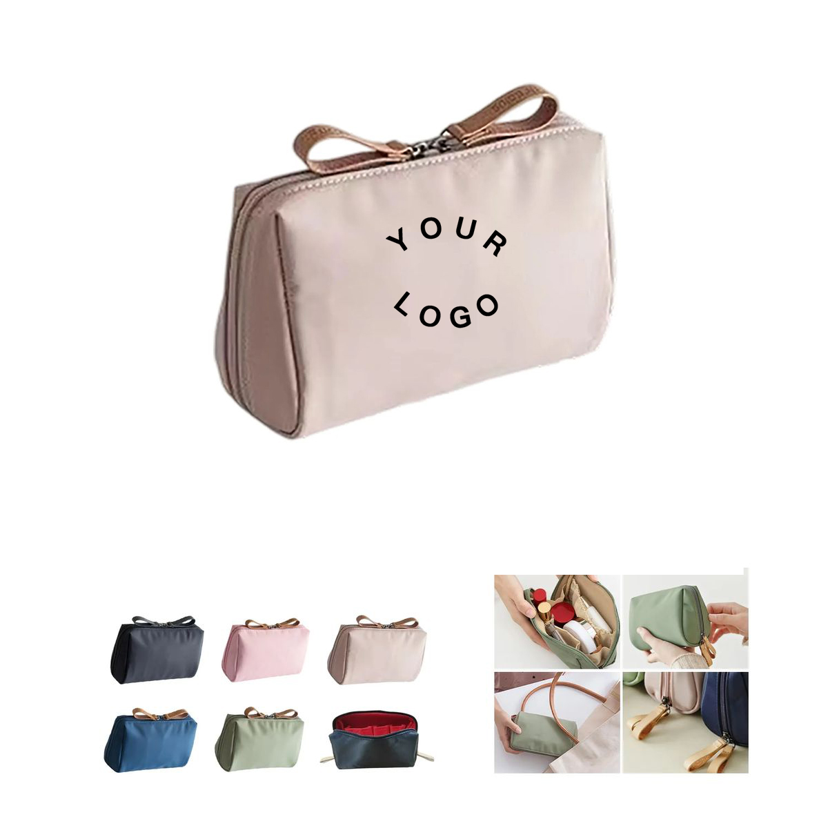 Nylon Travel Cosmetic Pouch with Dual Zippers 1