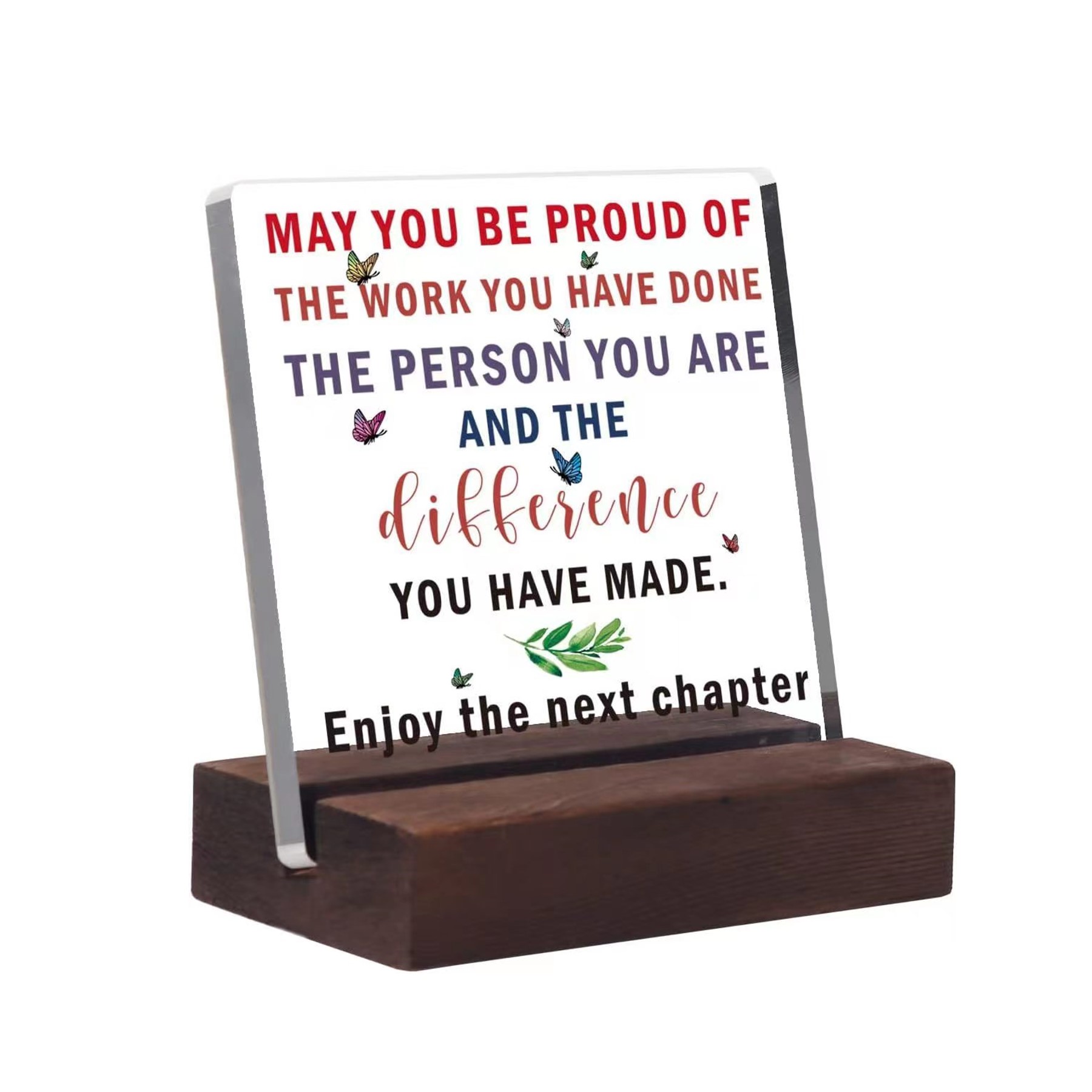 Acrylic Desk Decorative Sign with Wooden Base (direct import) 11