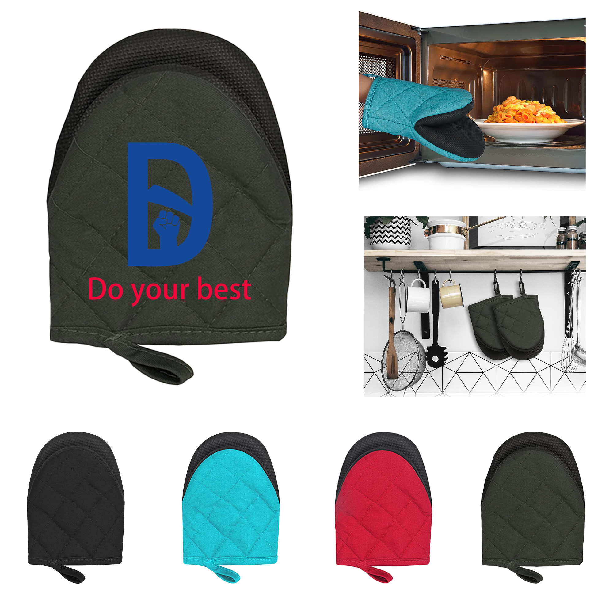MOQ 50 Heat Resistant Silicone Kitchen Oven Mitt 2