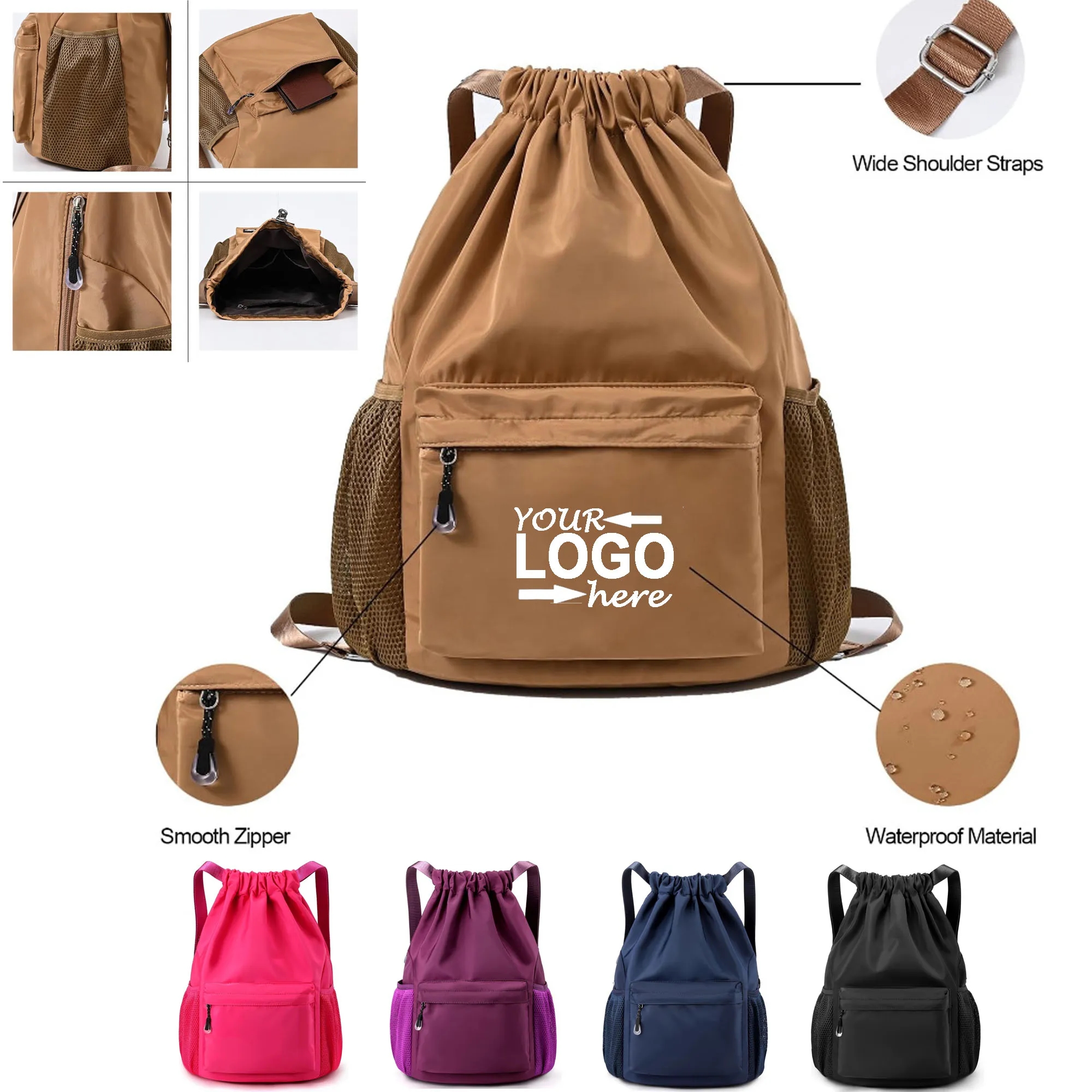 Drawstring Backpack Bag With Side Pocket 3