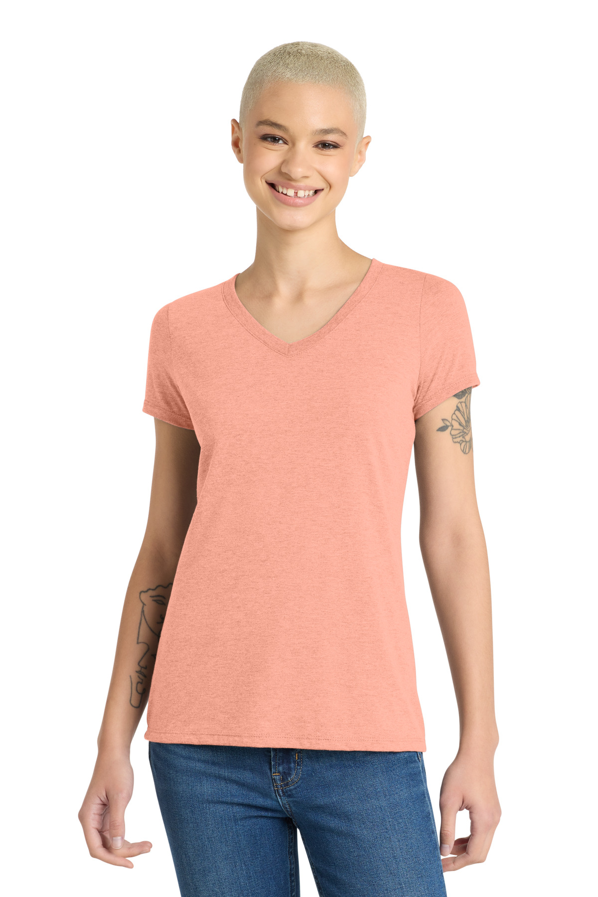 District Women's Perfect Tri V-Neck Tee. DM1350L 21
