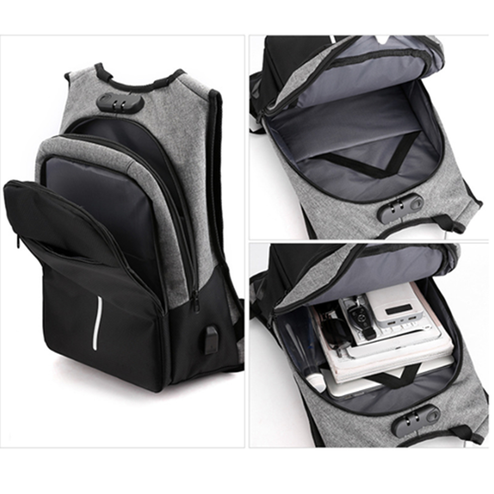 Anti Theft Reflective Laptop Backpack With USB Port And Handler 6