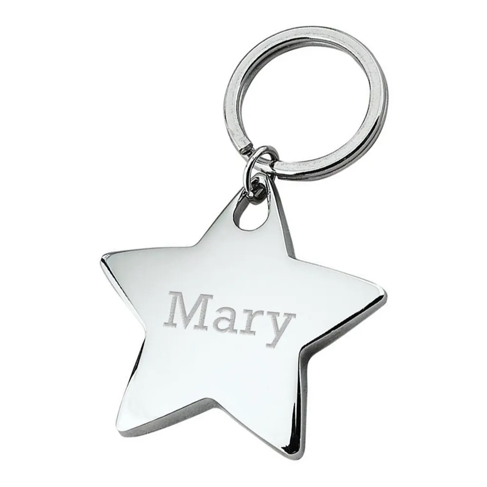Star Shaped Chrome Plated Metal Key Ring 1