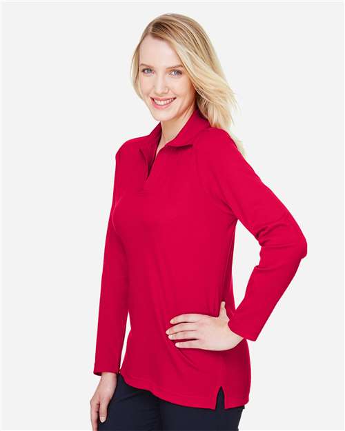 Women's CrownLux Performance® Plaited Long Sleeve Polo - DG20LW 20