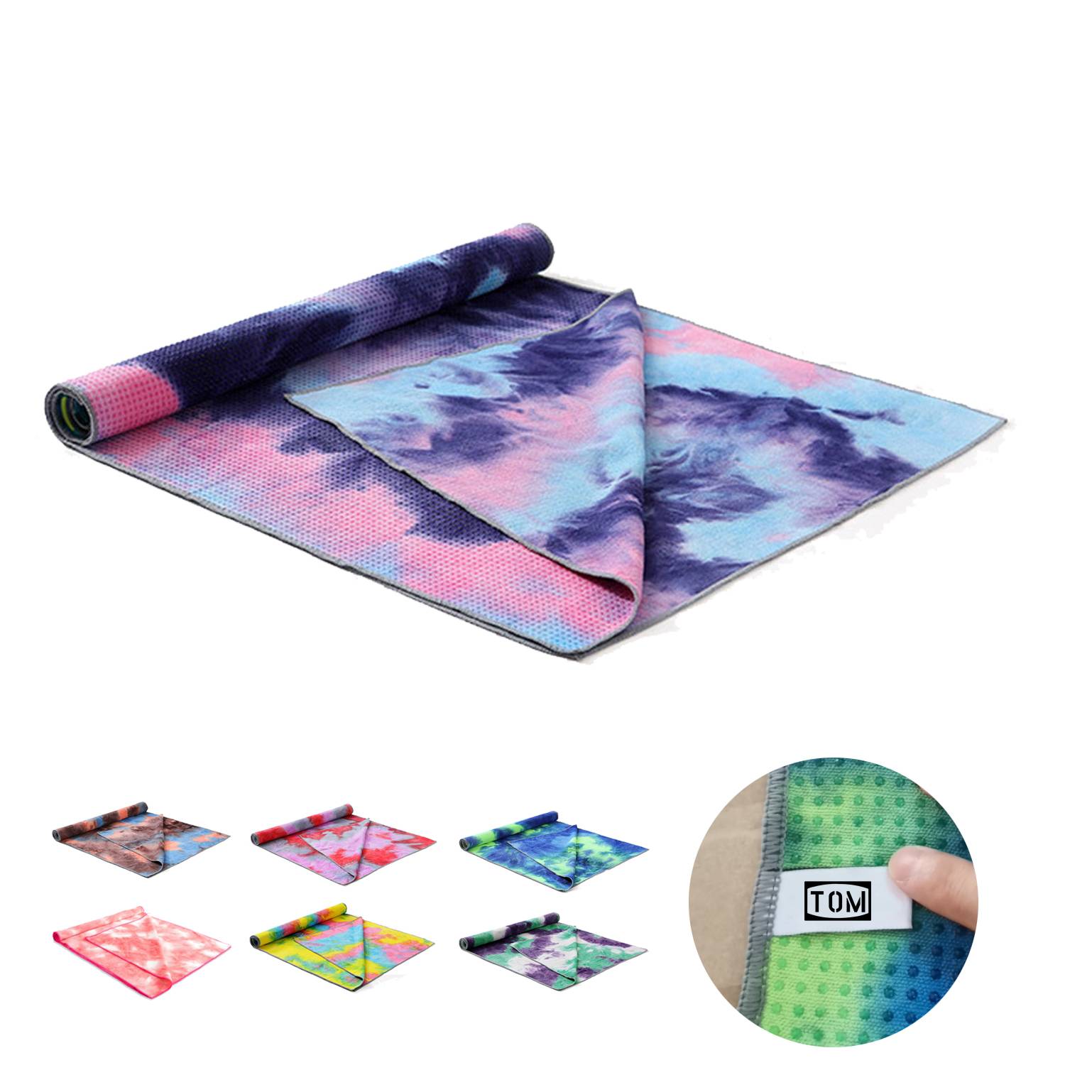 Tie Dye Microfiber Resin Pellet Anti-Slip Yoga Mat Cover 6
