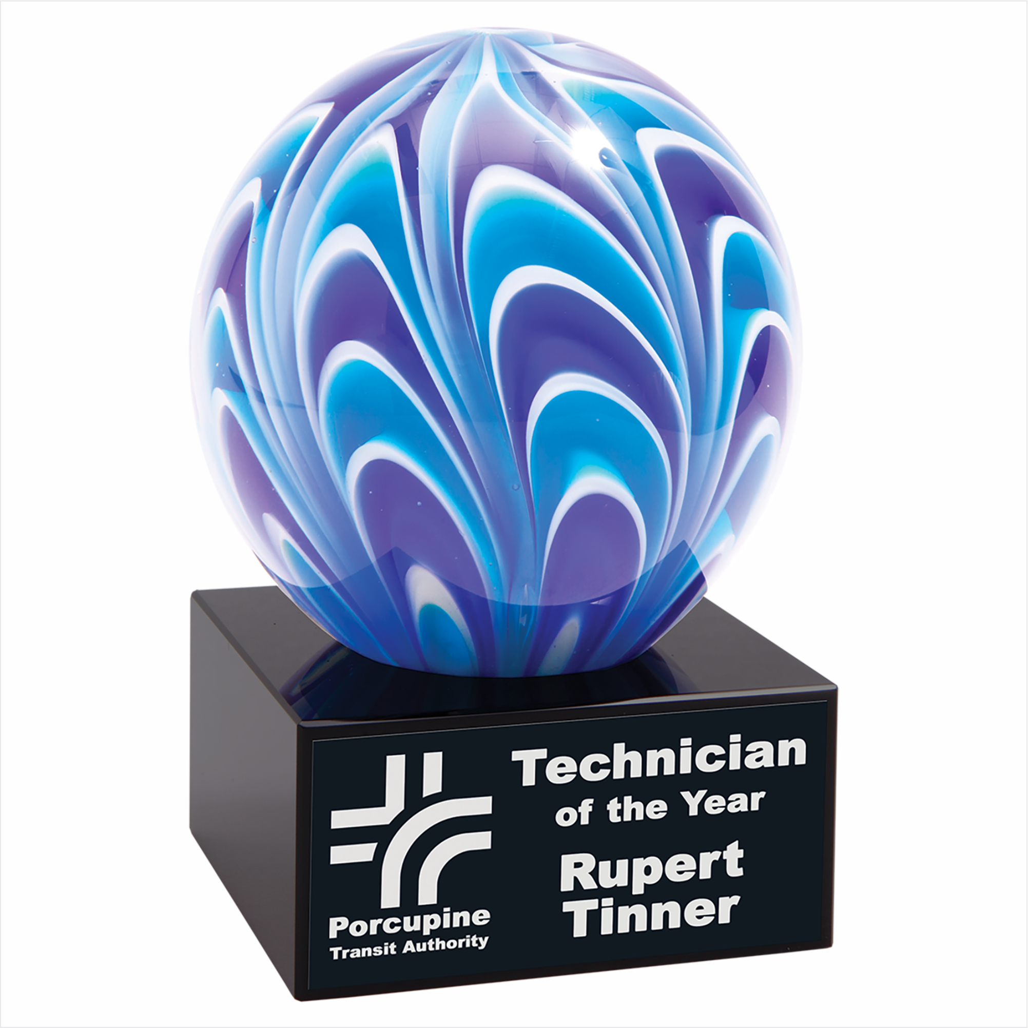 5" Two-Tone Blue & White Sphere 4