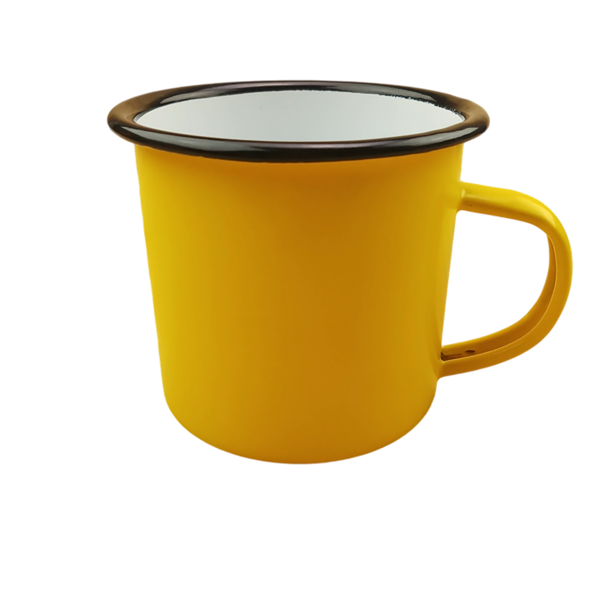 Enamel Metal Camper Mug 12oz Retro Style With Blue Rim 1