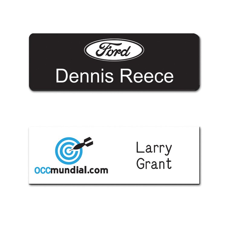 The Olympic UV Printed and engraved name badge on 2-ply plastic 1"x3" 3