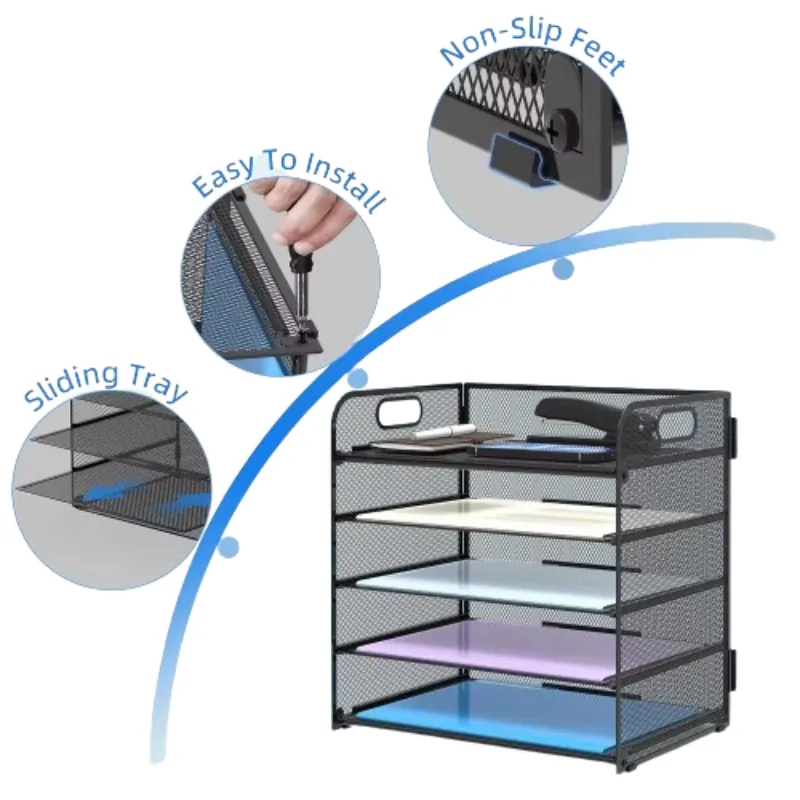 5-Tier Mesh Desk Organizer - File Storage Box 6
