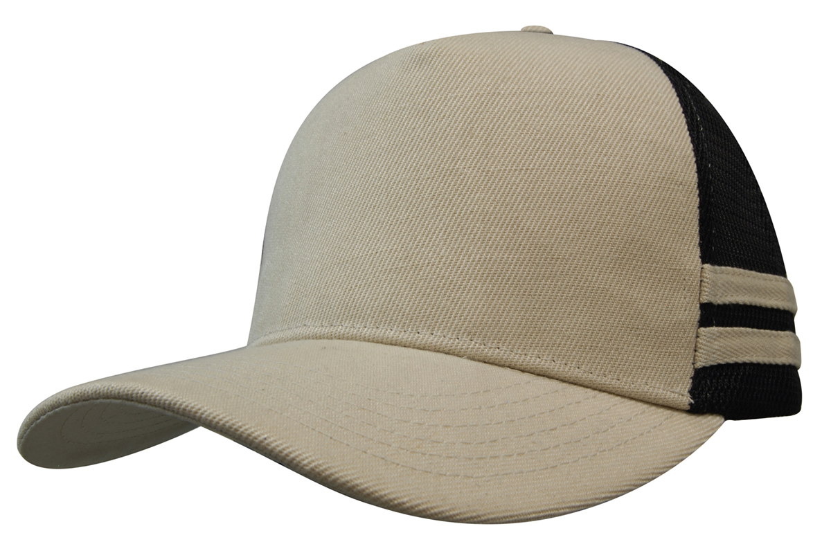 American Premium Twill/Mesh Deep Fit Trucker with Stripes 12