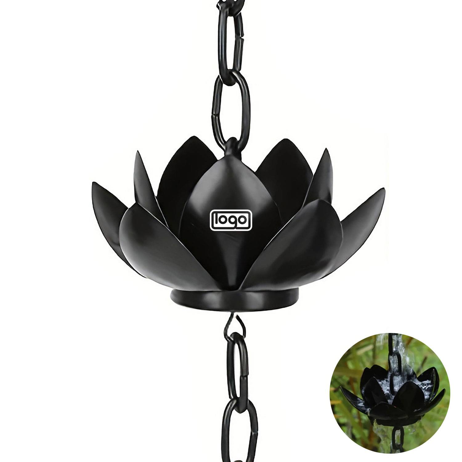 Lotus Design Rust-Resistant Rain Chain Decor