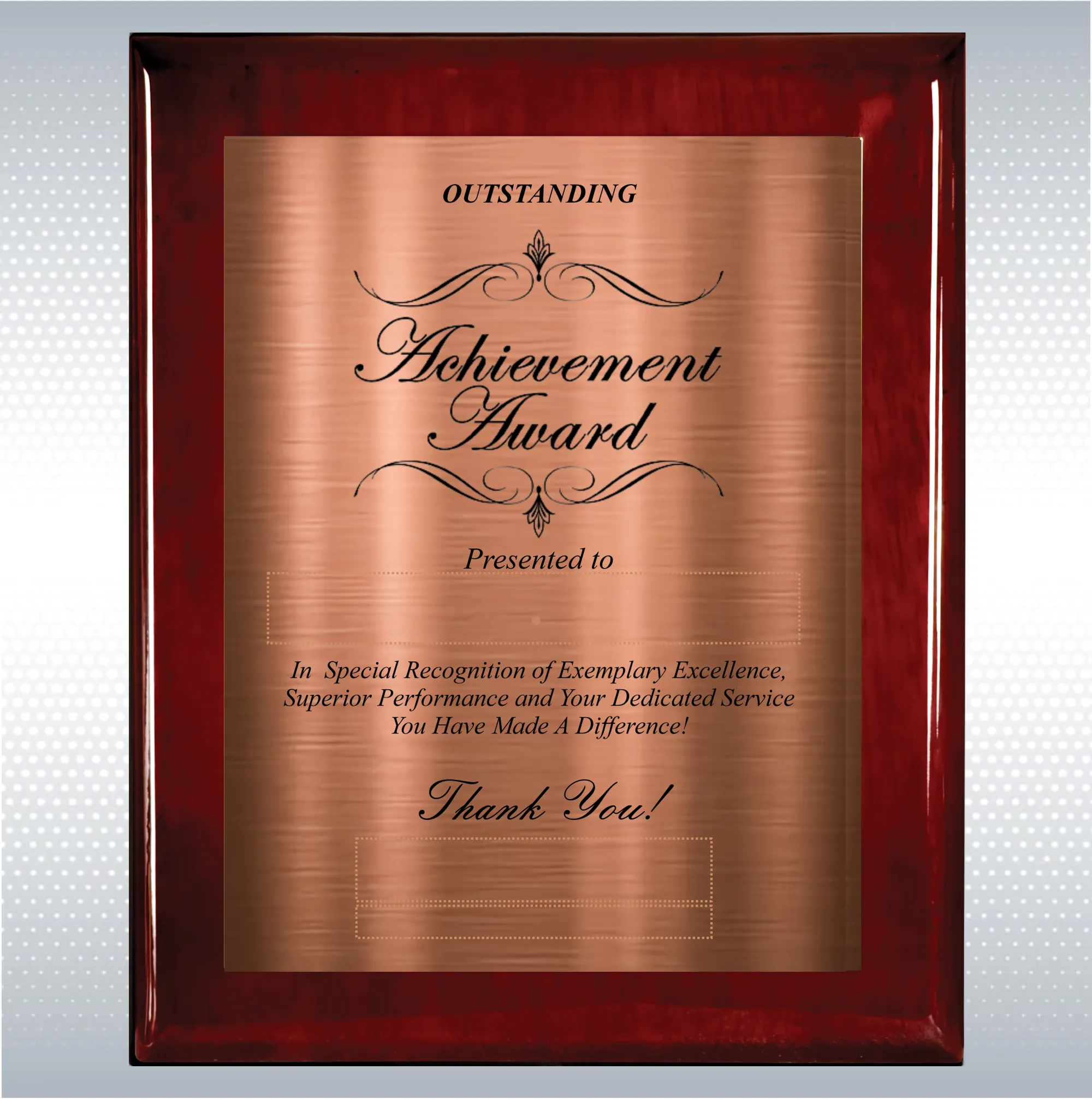 Rosewood Piano Wood Excellence Employee Recognition Plaque 3