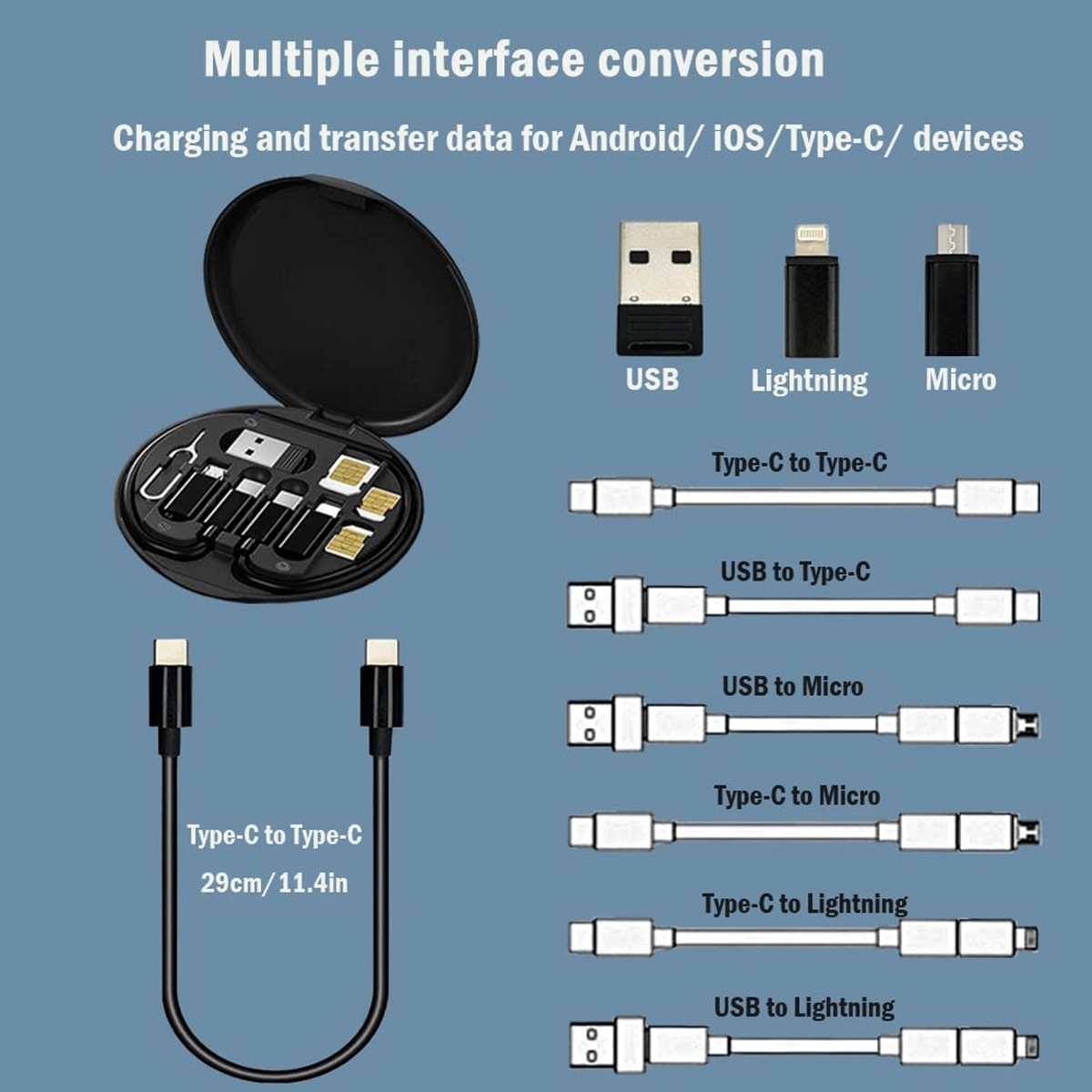 60W Fast Charge Portable Usb Adapter Card Storage Set 5
