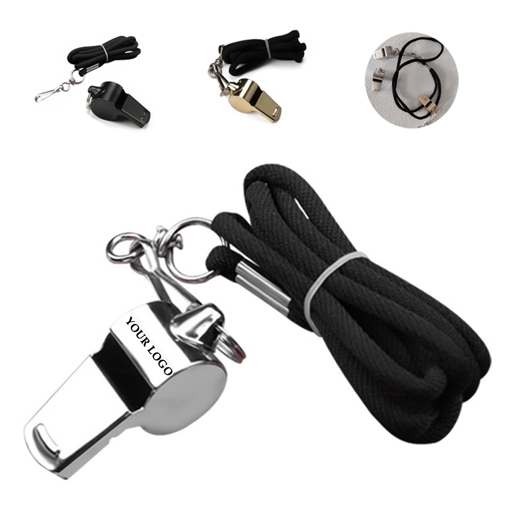 Stainless Steel Sports Metal Whistles with Lanyard 2