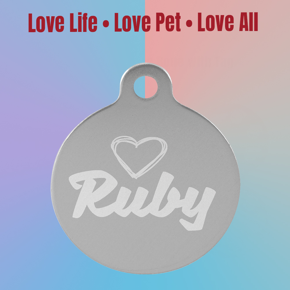 Silver Laserable Anodized Aluminum Round Pet Tag with Tab 1