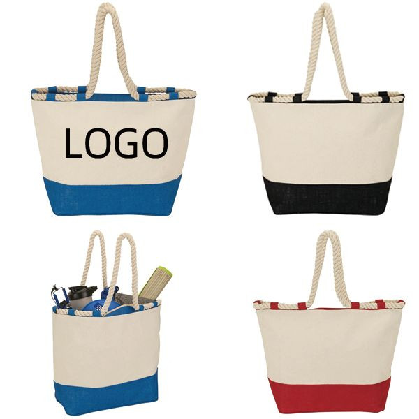 Stylish Canvas & Jute Tote, custom tote bag with logo imprint 2